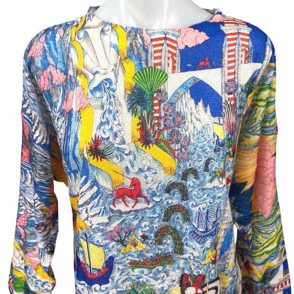 Women's Multicolor Long Sleeve Artsy Graphic Print Shirt Blouse Top Size 2XL - Picture 3 of 5